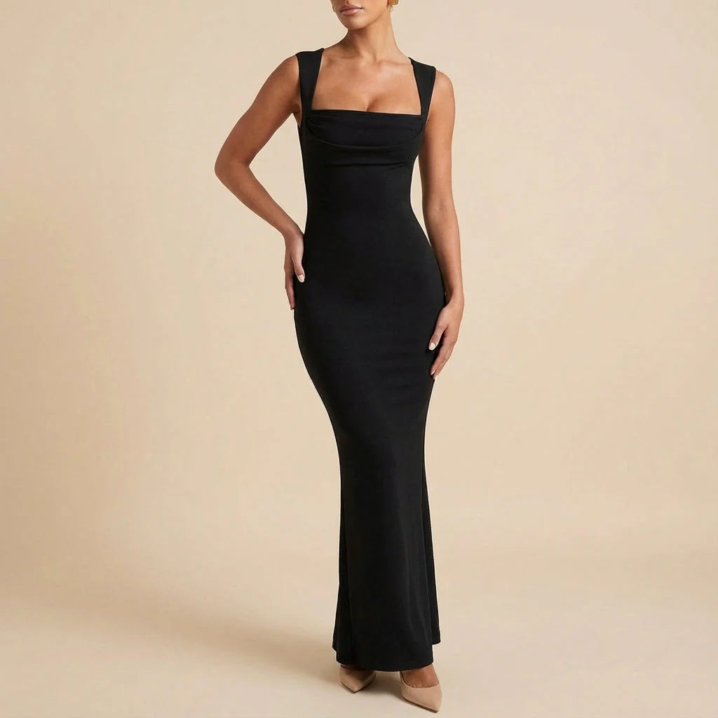 Vestido Largo Mujer Corte Entallado Escote Recto | Eventos