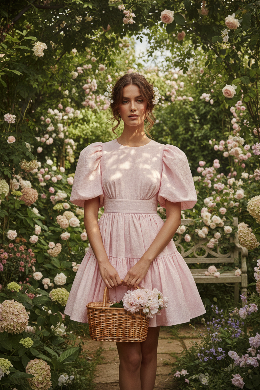 Velora Pink Puff Sleeve Mini