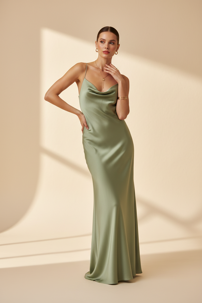 Velora Sage Slip Dress