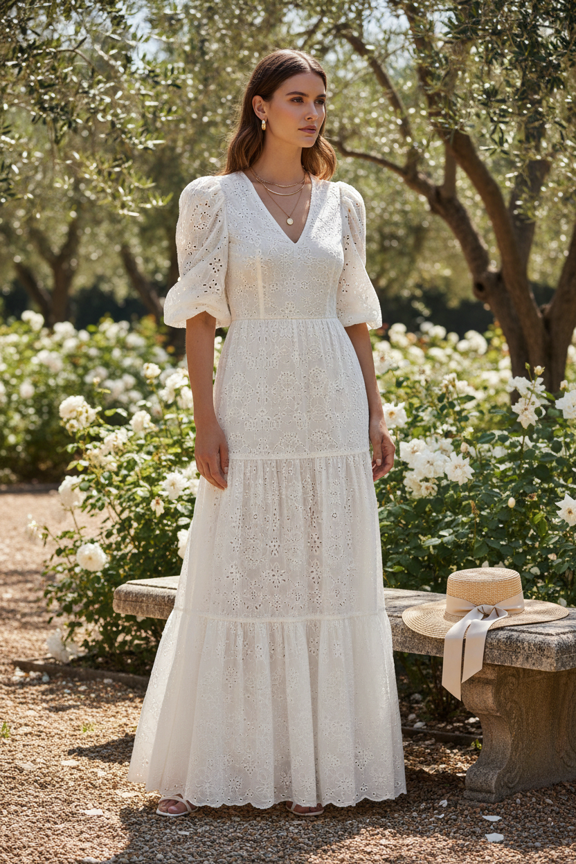 Velora White Broderie Dress